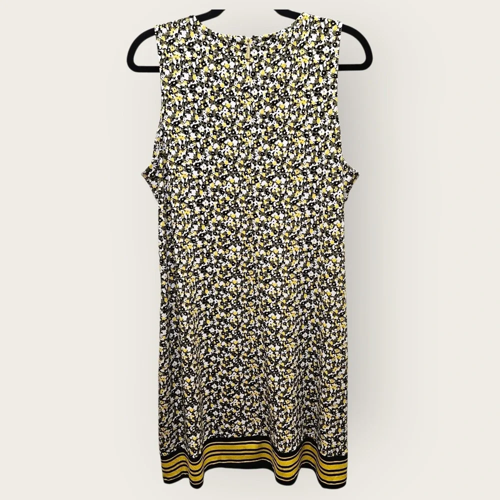 MICHAEL KORS Floral Print Sleeveless Midi Dress Women Large Yellow‎ Black White